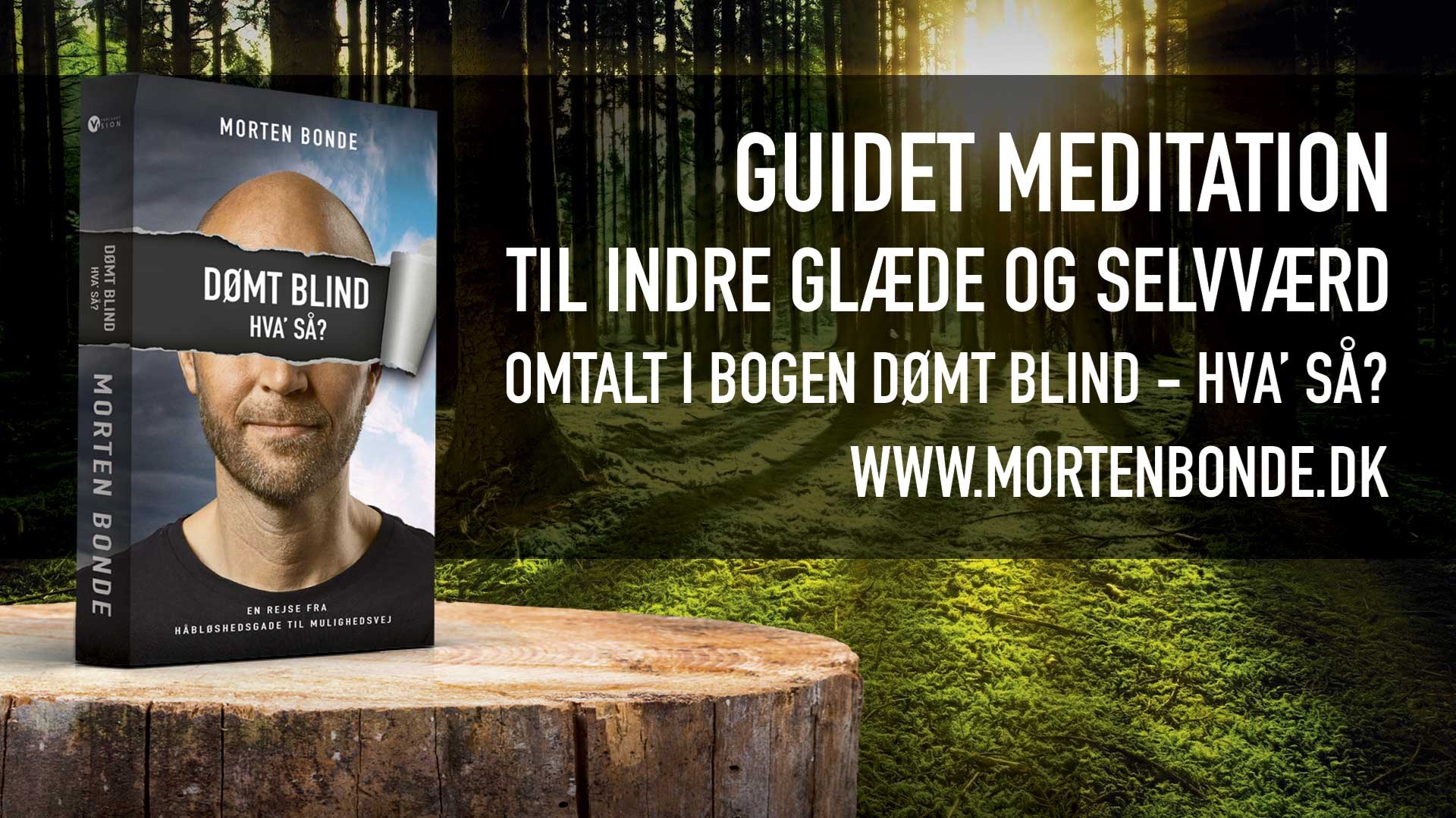 Guided meditation til indre glæde og selvværd omtalt i bogen Dømt blind - hva' så? af Morten Bonde